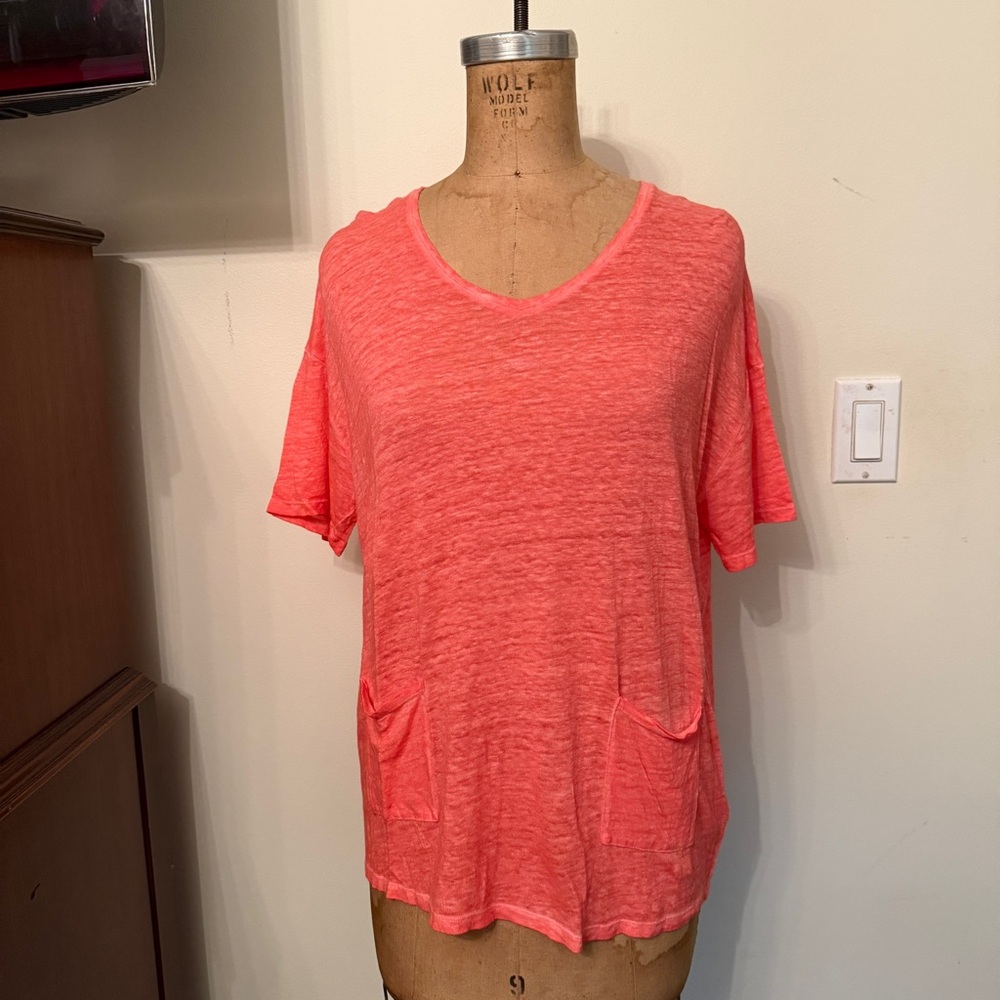 Gerard Darel Orange Linen Short Sleeve T-Shirt